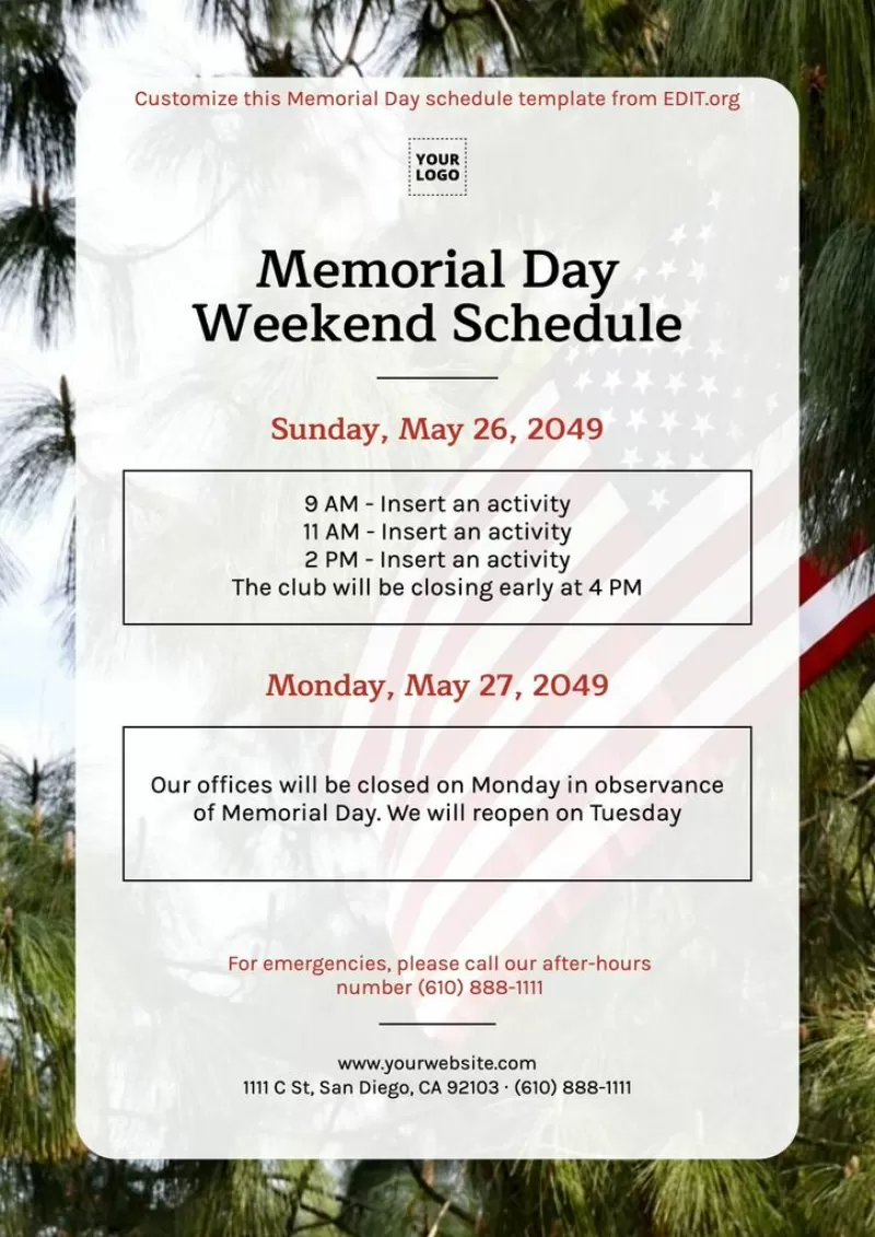 Customizable Memorial Day templates for stores to edit and print