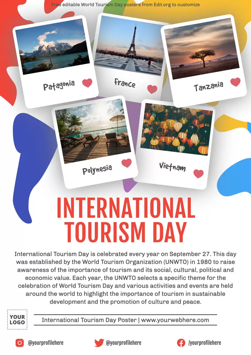 Free world tourism day theme flyer template