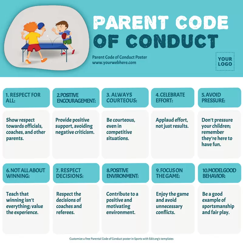 Printable free code of conduct for sport parents