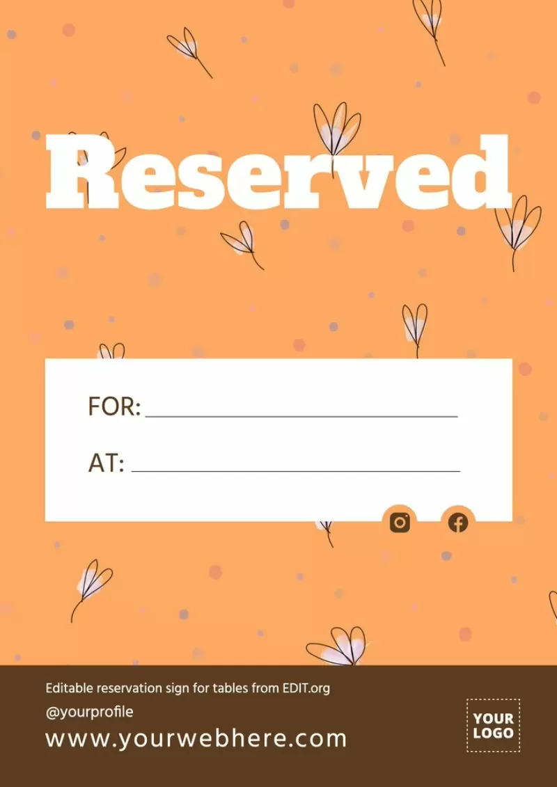 Reservation card templates to print