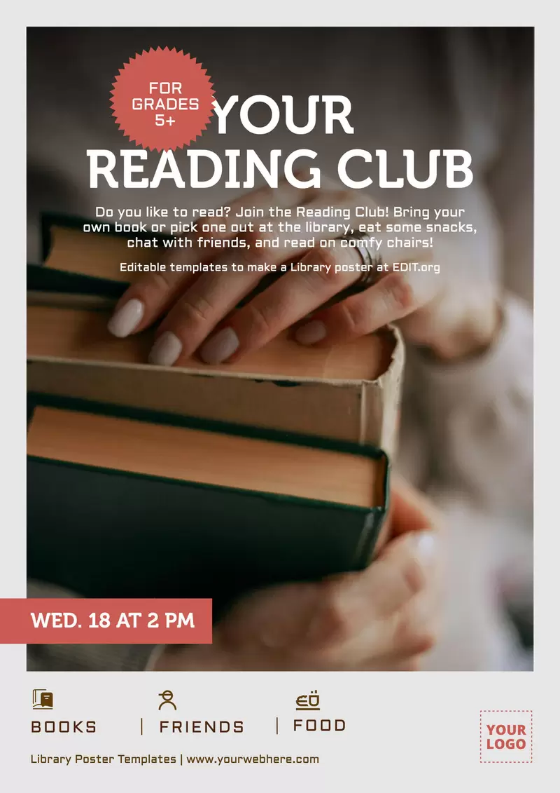 Editable poster for Reading Club printable
