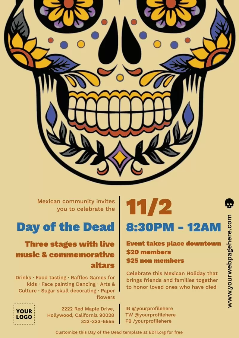 Printable poster for the Day of the Dead