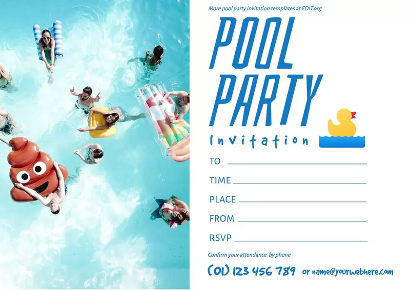 Custom pool party birthday invitations
