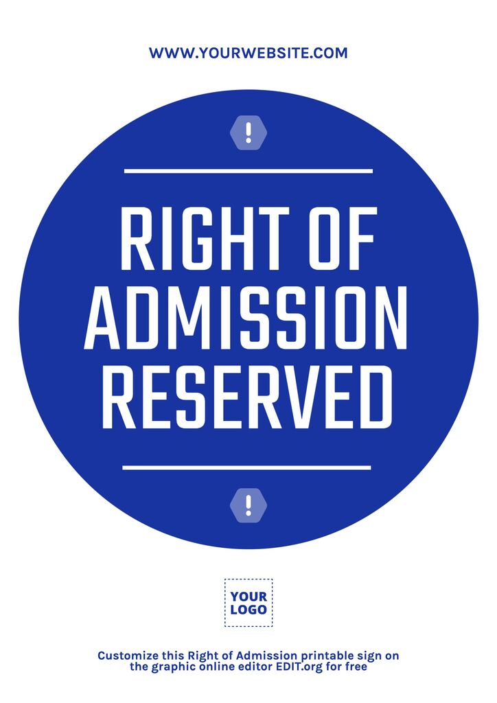Free printable Right of Admission signs