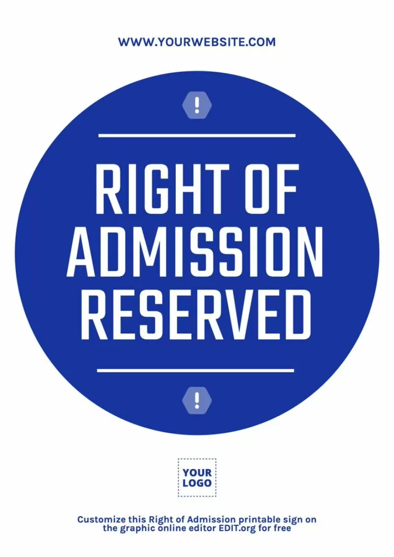 Free Right of Admission editable sign to edit online