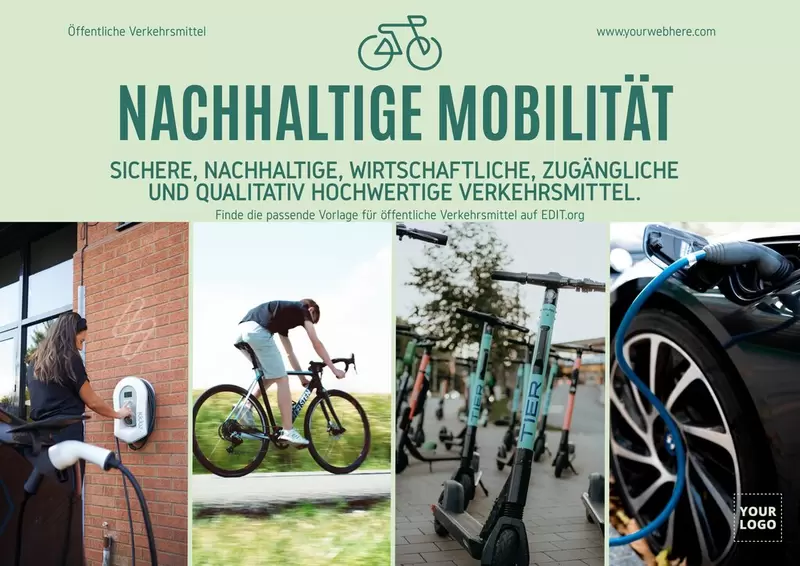 Mit dem Fahrrad zur Arbeit Plakatentwurf zum online bearbeiten