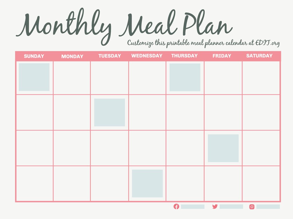 monthly meal planner free printable