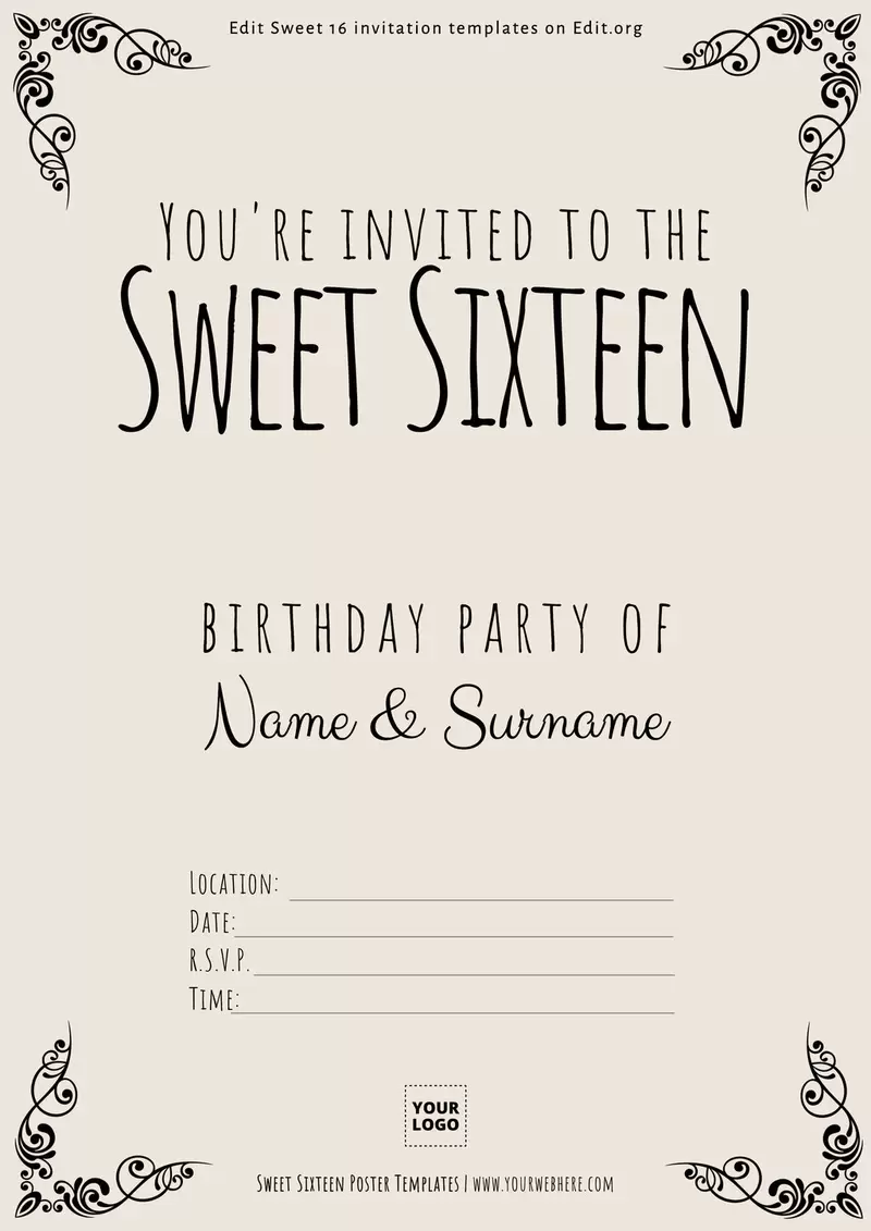 Printable Sweet Sixteen Invitations Online Printable Sweet Sixteen Invitations Online