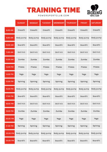 Edit gym schedule templates