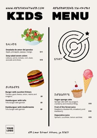 Edit designs for your restaurant