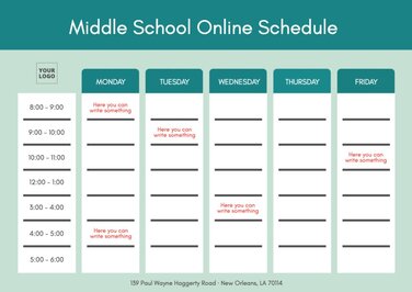 Online Editable School Schedules Templates