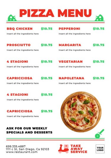 Crie seu menu de pizza