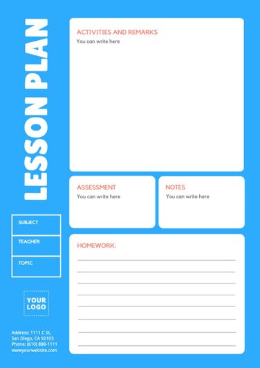 Editable and printable lesson plan templates