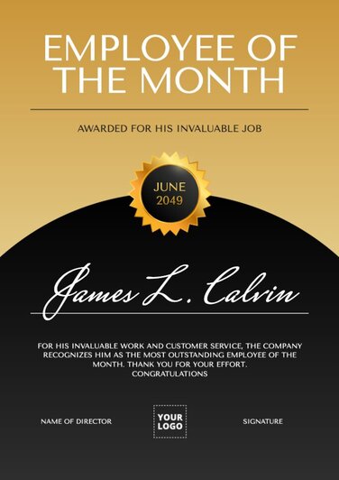 Editable Employee Of The Month Certificate Templates