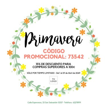 Crea un cartel de rebajas de primavera