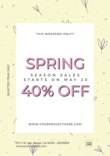 Online editable templates for spring sale posters