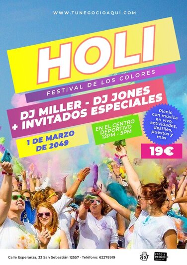 Crea un diseño de Holi