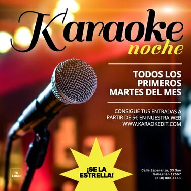 Flyers para fiestas de Karaoke editables