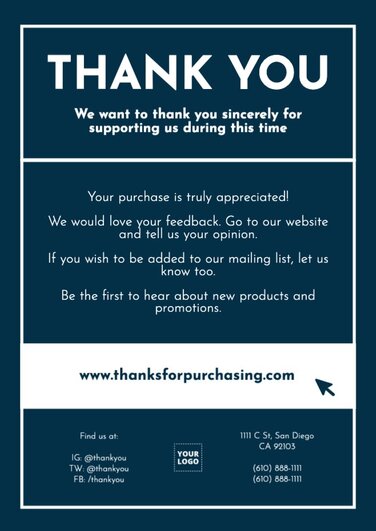 Edit a 'Thanks for shopping' sign