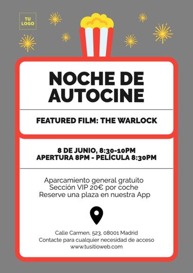 Edita un cartel de noche de cine