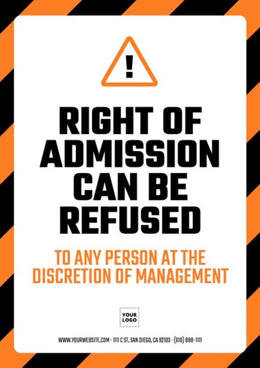 Edit a 'Right of Admission' template