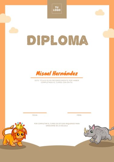 Edita un diploma para niños