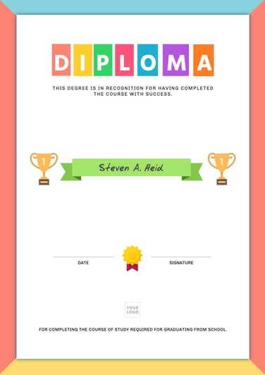 Edit a diploma for kids