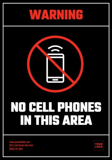 Edit a no cell phone sign