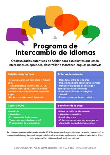 Edita una plantilla de programa de intercambio