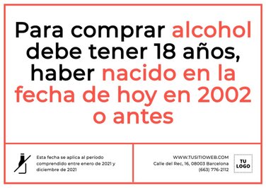 Editar un cartel de venta de alcohol a menores