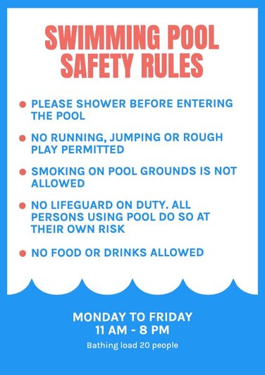Edit a sign for swimming pool rules