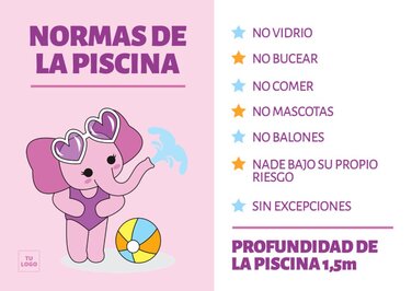 Edita un rótulo de normas de piscina