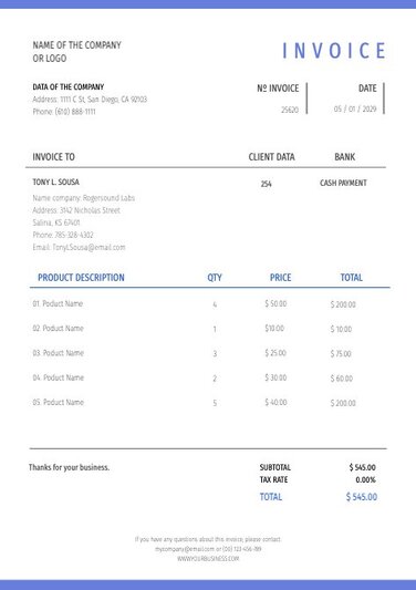 Free Invoice Templates to Edit Online