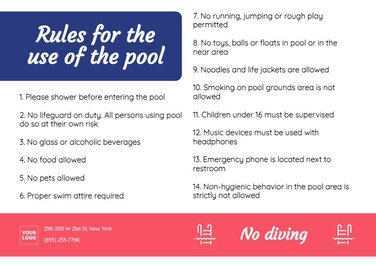 Edit a sign for swimming pool rules