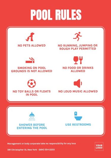 Pool Rules Posters