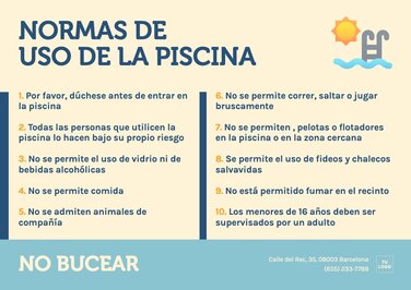 Edita un rótulo de normas de piscina