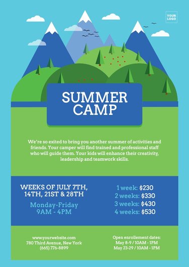 Bearbeite einen Flyer für Sommercamps