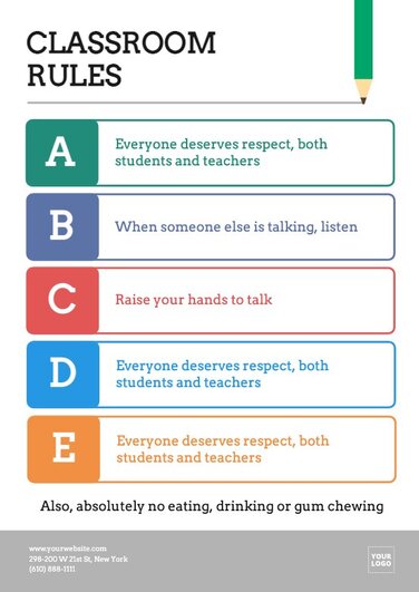Edite um cartaz de normas de sala de aula