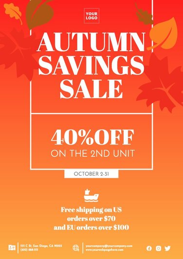 Editable Fall Sales Poster Templates Online