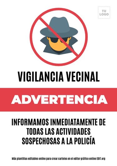 Crear Online Carteles De Alerta Vecinos Vigilando