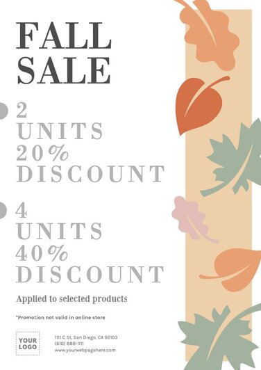 Online editable posters for Fall Sales