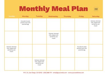 Monthly Meal Plan Templates