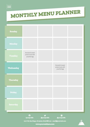 Monthly Meal Plan Templates