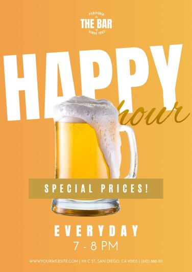 Posters for Happy Hour promotions editable online