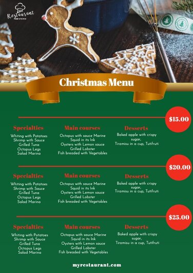 Edytuj szablon menu świątecznego