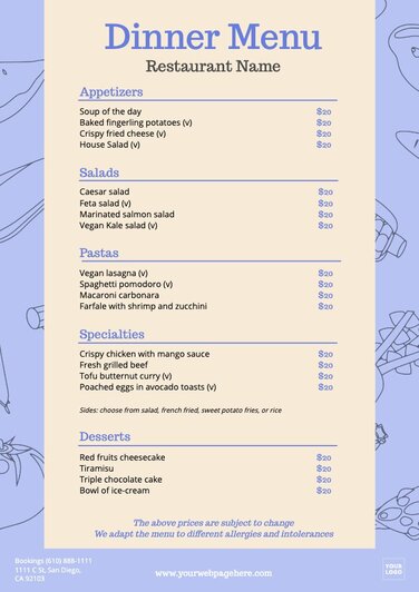 Download Dinner Menu (PDF file) - Monastero's - Ristorante