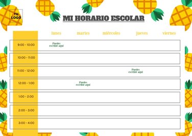 Plantillas Editables Online Para Horarios Escolares