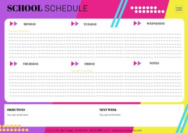 Online editable templates for school schedules