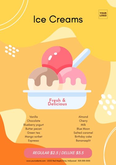 Edit a design for an ice cream shop