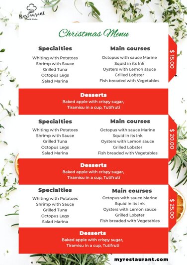 Edytuj szablon menu świątecznego